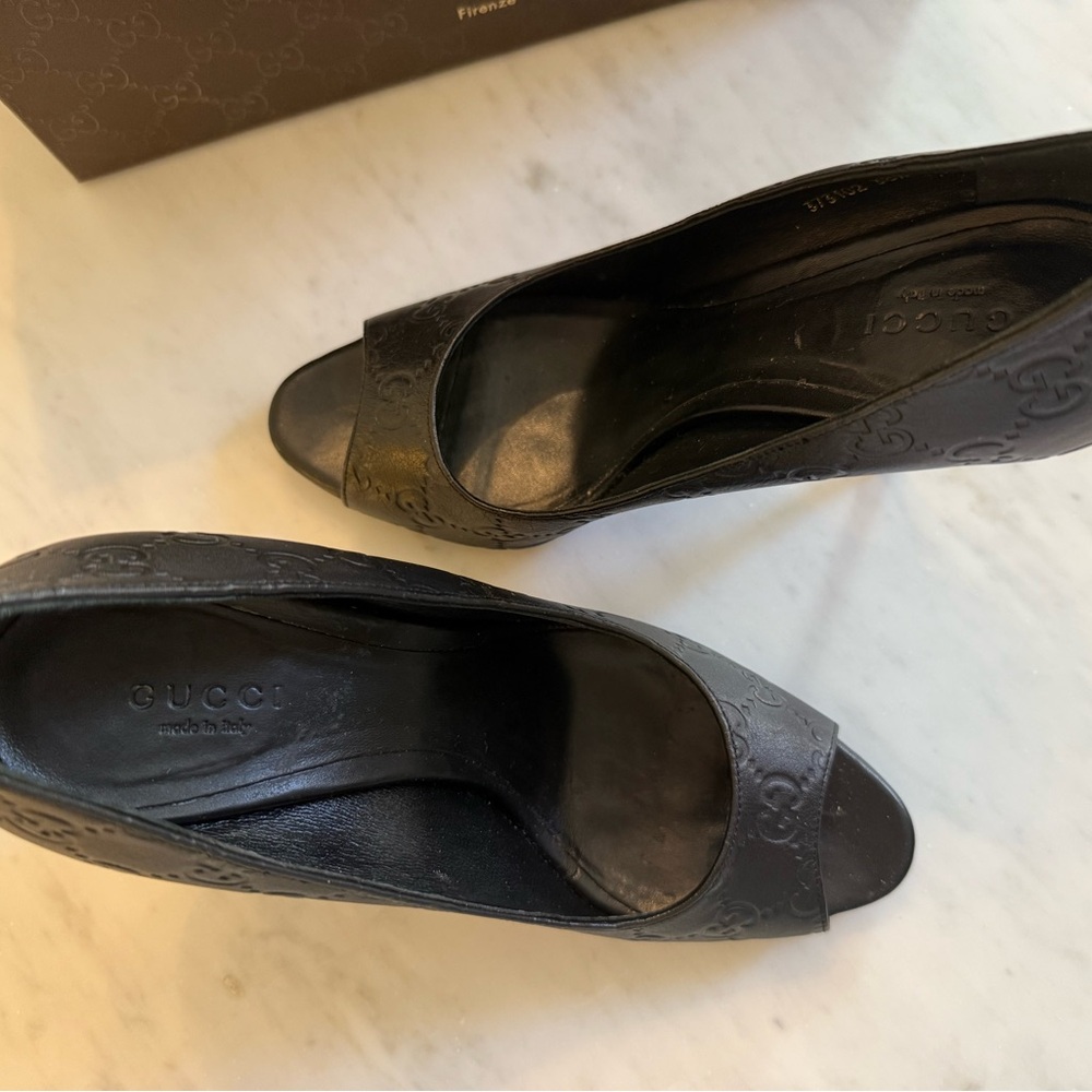 Gucci Black Women's Peep Toe Heels - Picture 6 of 9